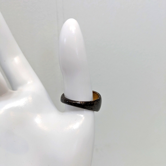 Bull Horn Ring Vintage Brown‎ Black White Tones Size 8 - Picture 2 of 4